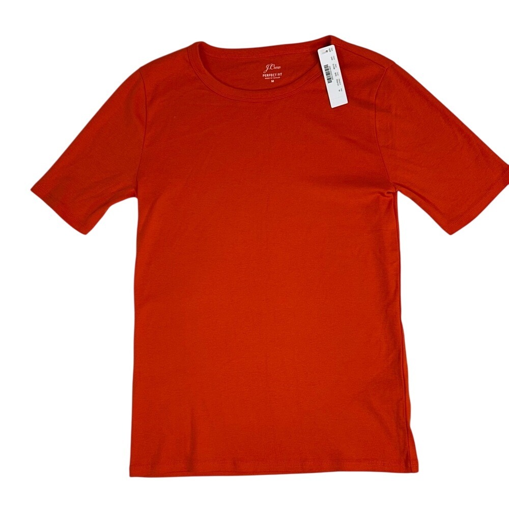 J.Crew Orange Short Sleeve Perfect Fit T-Shirt Women's Size Medium NWT